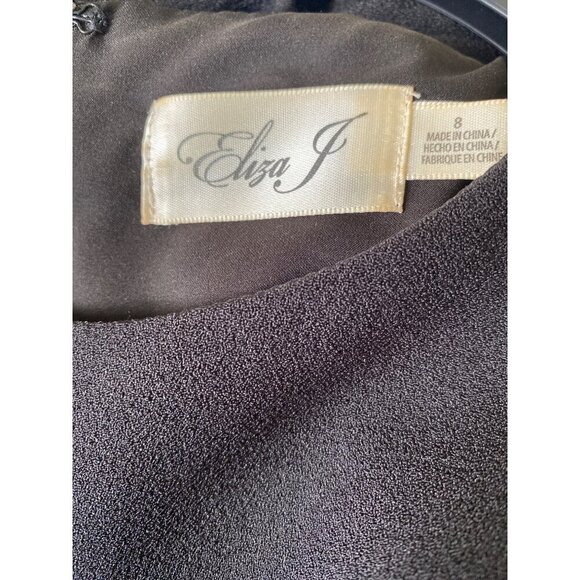 Eliza J Black Cold Shoulder Jumpsuit, Short Flutter Sleeves Women's Size 8 - Picture 8 of 9